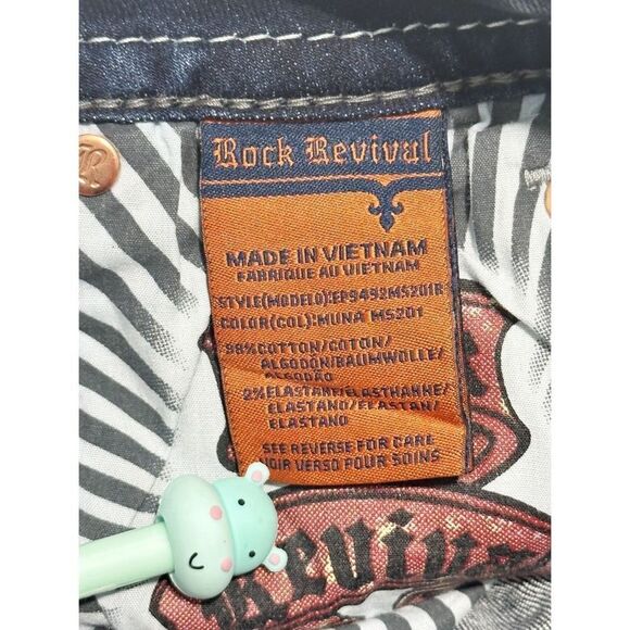 Rock Revival Muna Mid Rise Skinny‎ Jeans Blue Distressed Size 24 Length 32 - Picture 14 of 16